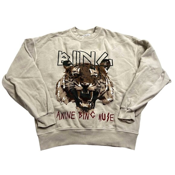 Anine Bing Tiger Graphic Sweatshirt in Cream - Picture 1 of 5